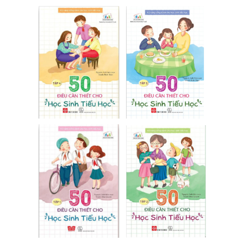 Sách Đinh Tị - Kỹ Năng Sống Dành Cho Học Sinh Tiểu Học - 50 Điều Cần Thiết Cho Học Sinh Tiểu Học (Bộ 4 Cuốn)