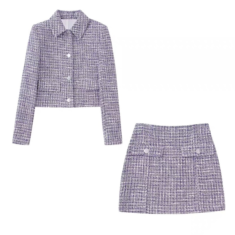 SET DẠ TWEED TÍM PASTEL ZR XUẤT