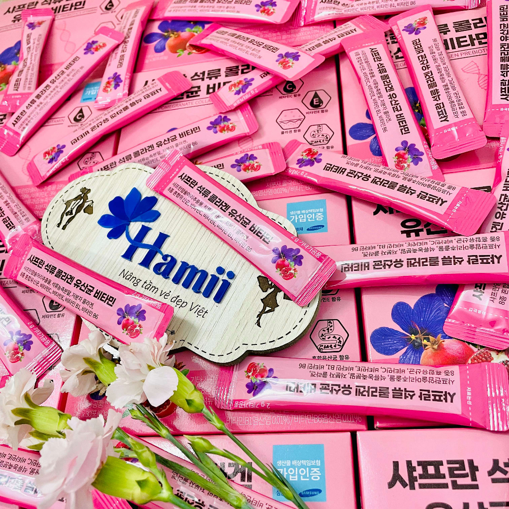 Bột Uống Collagen Lựu Saffron Hỗ Trợ Đẹp Da Chống Lão Hóa Saffron Pomegranate Collagen Prebiotics Vitamin 2gr x 30 Gói H