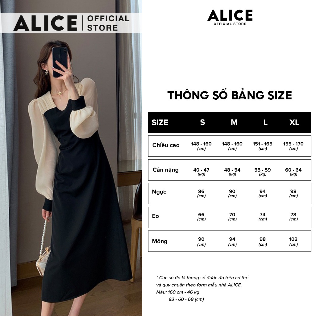 Đầm Thiết Kế Dáng Dài Tiểu Thư ALICE Tay Bồng Dập Ly Voan Lụa, Thiết Kế Thanh Lịch, Đi Làm Công Sở, Đi Chơi Dạo Phố V717