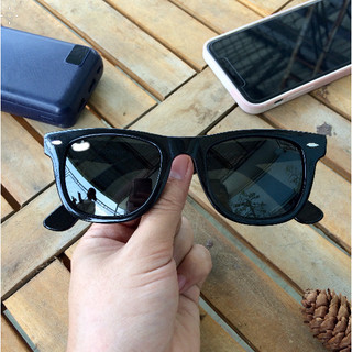 Kính Mát Rayban Wayfarer Tròng Thủy Tinh Màu Đen Chống UV Unisex Thời Trang