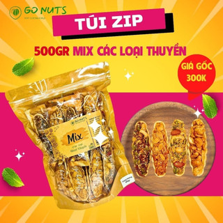 Túi zip 500g Mix các loại Bánh Thuyền GO NUTS Thuyền hạnh nhân, mix hạt, gạo lức, điều macca Bánh ăn kiêng giảm cân