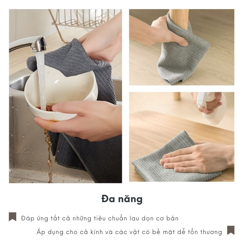 Khăn lau tay treo bếp vải microfiber có móc treo sang trọng, khăn lau bếp cao cấp có móc treo siêu thấm