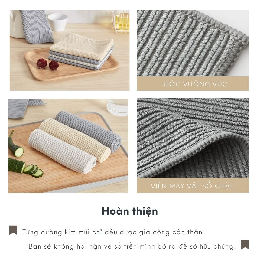 Khăn lau tay treo bếp vải microfiber có móc treo sang trọng, khăn lau bếp cao cấp có móc treo siêu thấm