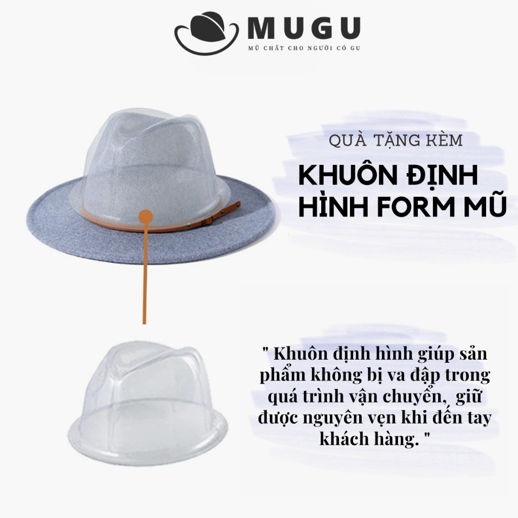 Mũ Phớt Nam Trung Niên FN34 - Mũ Fedora Vành Ngắn Cao Cấp  | MUGU
