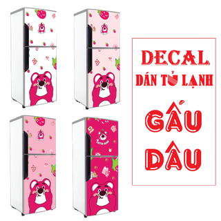 Decal dán tủ lạnh gấu dâu