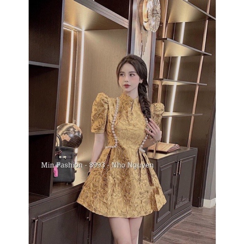 Váy gấm sót Vàng M, đen S sale lỗ