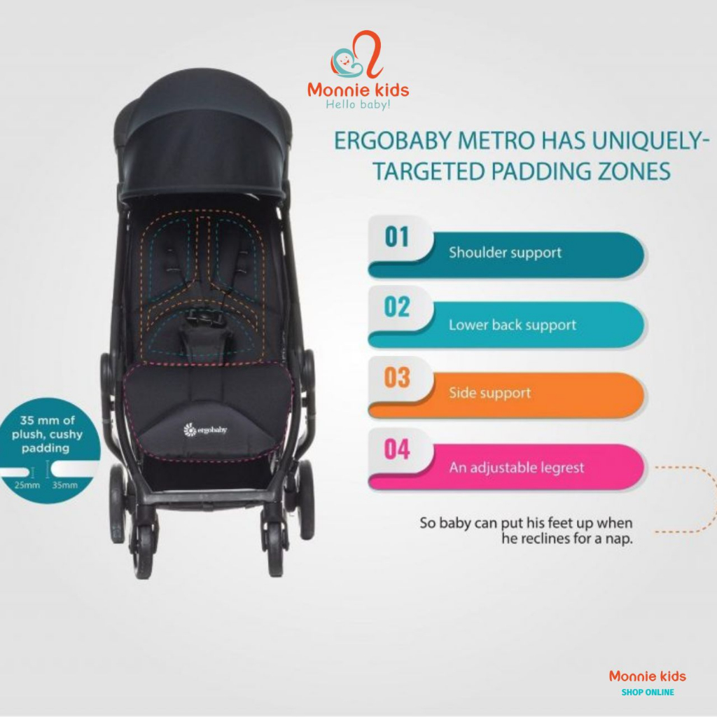 Xe đẩy gấp gọn Ergobaby Metro cho bé, xe đẩy du lịch đa năng siêu nhẹ - Monnie Kids