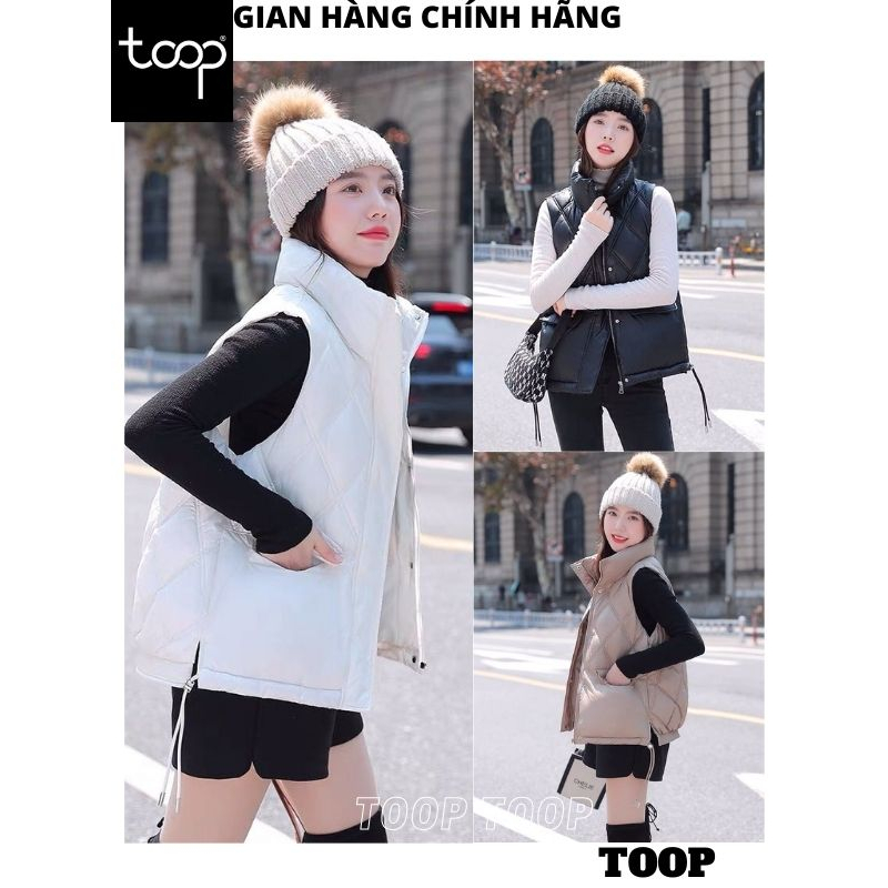Áo phao gile cổ đứng ô chỉ chéo phù hợp nhiều phong cách, Áo khoác phao sát nách form rộng thời trang hàn quốc - TOOP
