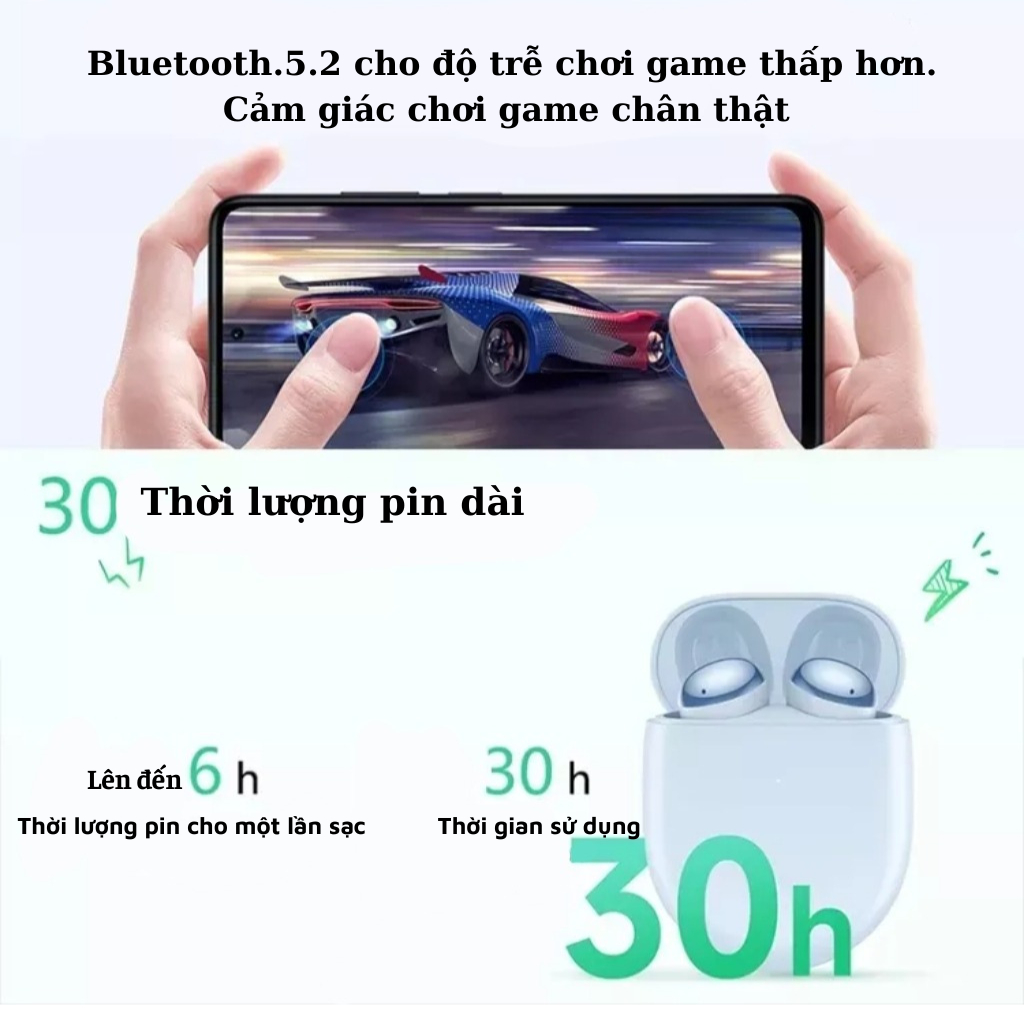 Tai nghe nhét tai không dây Redmi Buds 4 bluetooth 5.2 chống ồn bass căng phù hợp cho thể thao