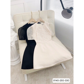 Đầm chữ A tay phồng phối ren lưới đính hạt - Đ140 - sang chảnh, thanh lịch