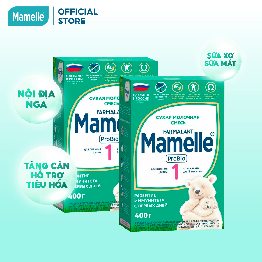Combo 2 hộp Sữa bột công thức tăng cân, mát, hỗ trợ tiêu hóa Mamelle Pro Bio Số 1 cho trẻ từ 0 đến 12 tháng hộp 400g/hộp