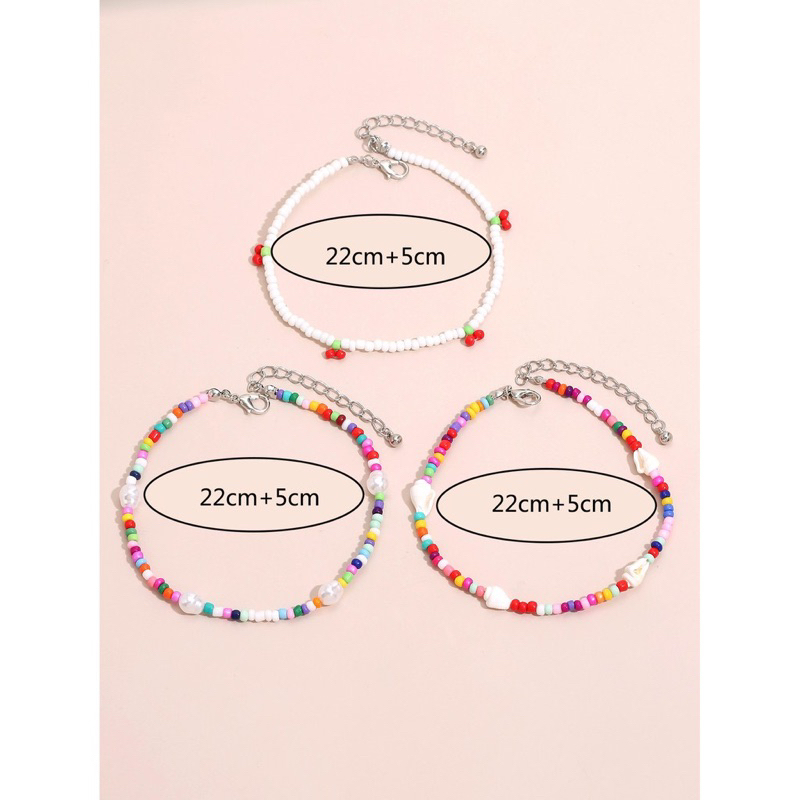 Lắc chân , vòng cổ chân hạt cườm hình hoa