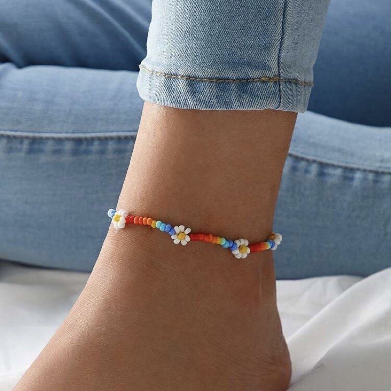 Lắc chân , vòng cổ chân hạt cườm hình hoa