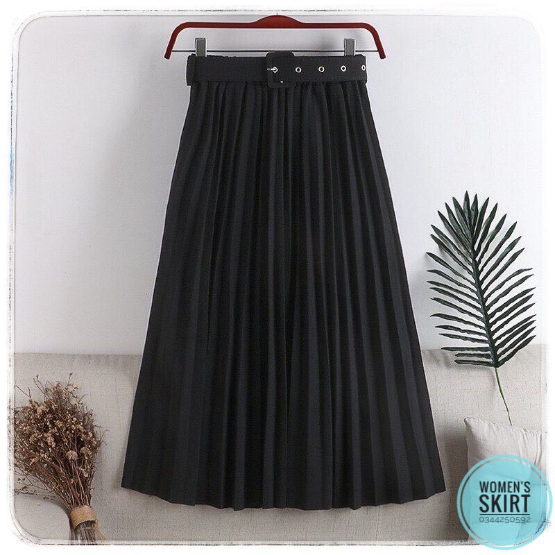 Chân váy xếp ly dài kèm đai hàng quảng châu cao cấp Siêu Hot Jun Store 1915 p4k4