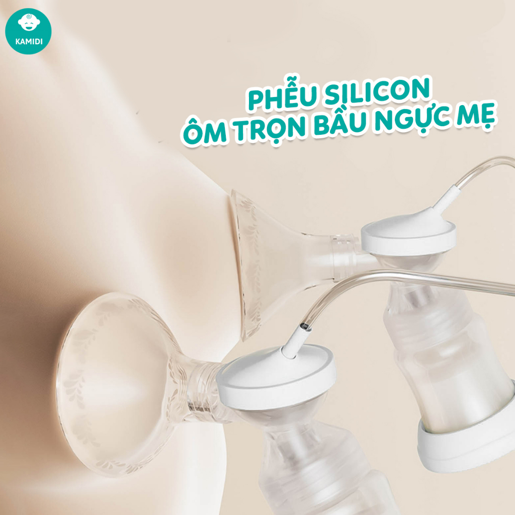 Máy hút sữa Silicon Kamidi Max chính hãng phễu silicon với 9 cấp độ hút