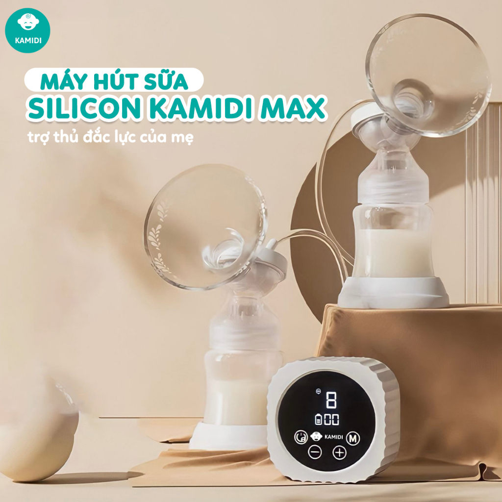 Máy hút sữa Silicon Kamidi Max chính hãng phễu silicon với 9 cấp độ hút