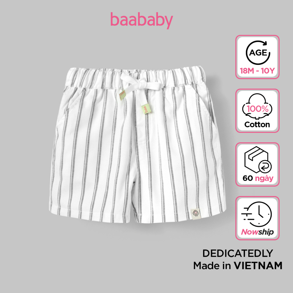 Quần short bé trai, quần sooc cho bé linen kiểu dáng basic từ 4-10 tuổi BAA BABY - B-BK-QU04N-07