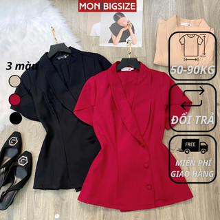 Áo bigsize nữ kiểu cổ tim 3 nút bọc dự tiệc đi chơi chất cotton lạnh MON big size 50 - 90kg
