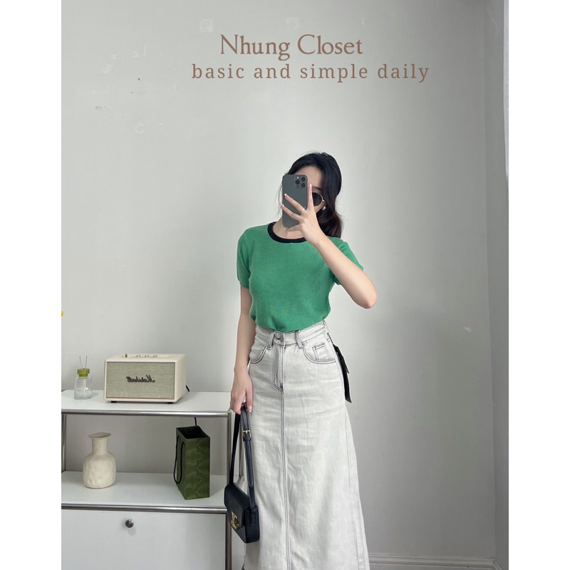 Chân váy jean màu xám trendy 9726