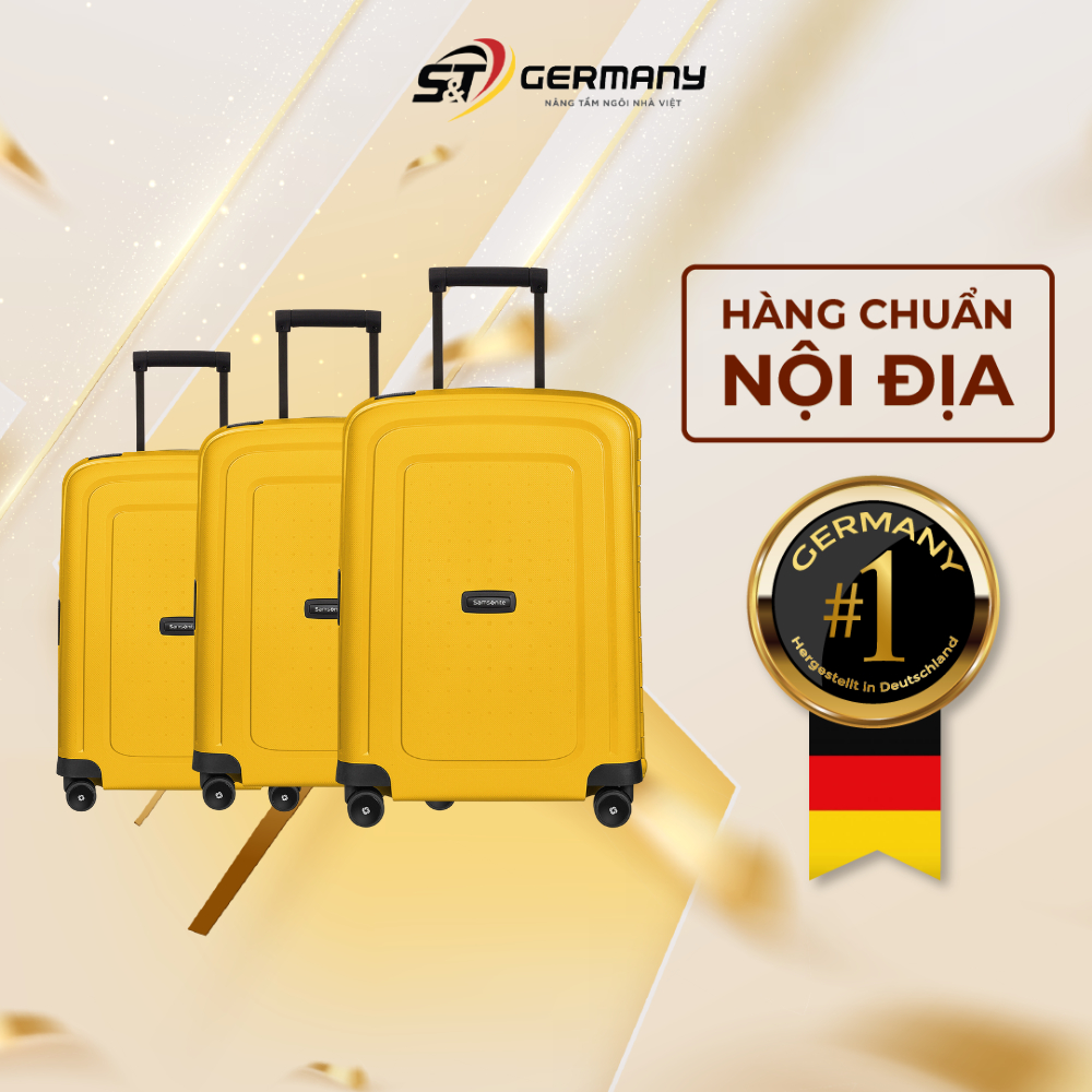 Vali Samsonite S cure size cabin 24 28 Inch màu vàng chanh Nội Địa Đức, Vali du lịch sang trọng made in EU GermanySnT