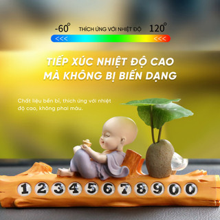 Tượng chú tiểu có hộp số điện thoại trang trí taplo ô tô