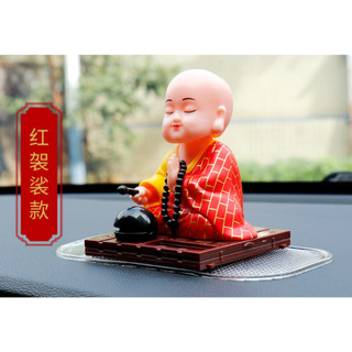 Tượng phật chú tiểu gõ mõ năng lượng mặt trời, tụng kinh trang trí bàn làm việc và taplo xe ô tô