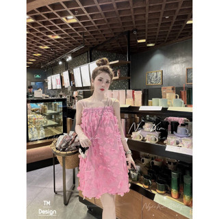 ĐẦM JEAN THIẾT KẾ ĐÍNH HOA 2 DÂY ĐÔI [Đ 0682]