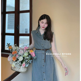 ĐẦM JEAN THIẾT KẾ FORM DÀI KÈM DÂY NỊT [ Đ 0686]