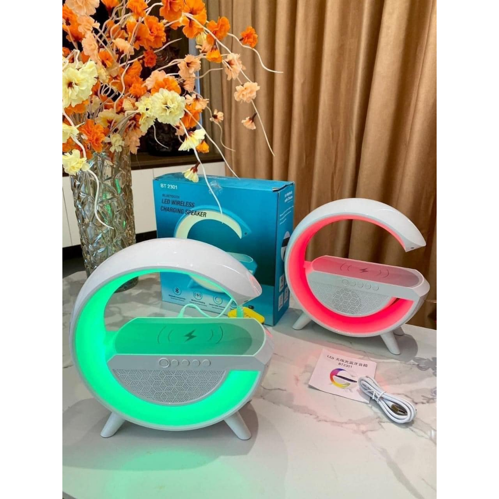 Loa Bluetooth Chữ G Kiêm Sạc Không Dây Tích Hợp Đèn Led RGB