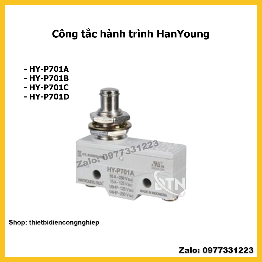 HanYoung Công tắc hành trình HY-P701A, HY-P701B, HY-P701C, HY-P701D. 10A