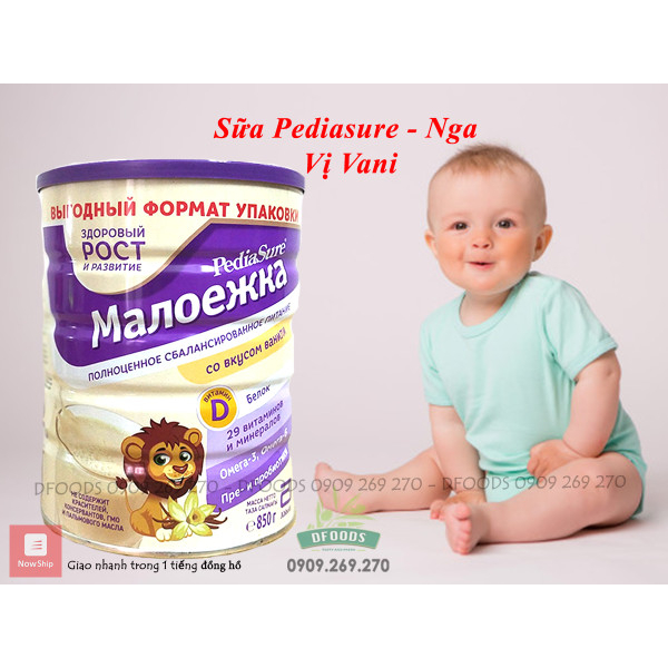 Sữa Pediasure Nga Vị Vani, Dâu, Socola Sữa Công Thức 850g
