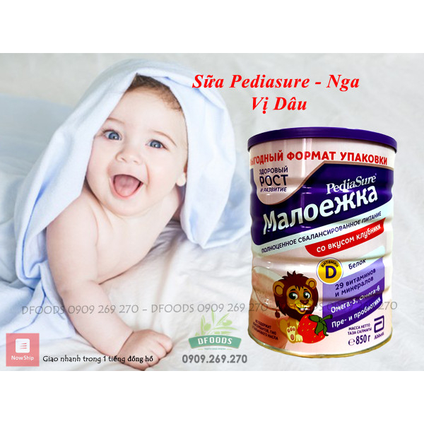 Sữa Pediasure Nga Vị Vani, Dâu, Socola Sữa Công Thức 850g