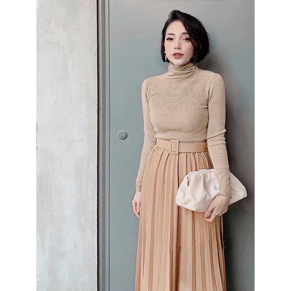 Chân váy xếp ly dáng dài công sở tặng kèm đai đủ màu đủ size 1915 P4K4