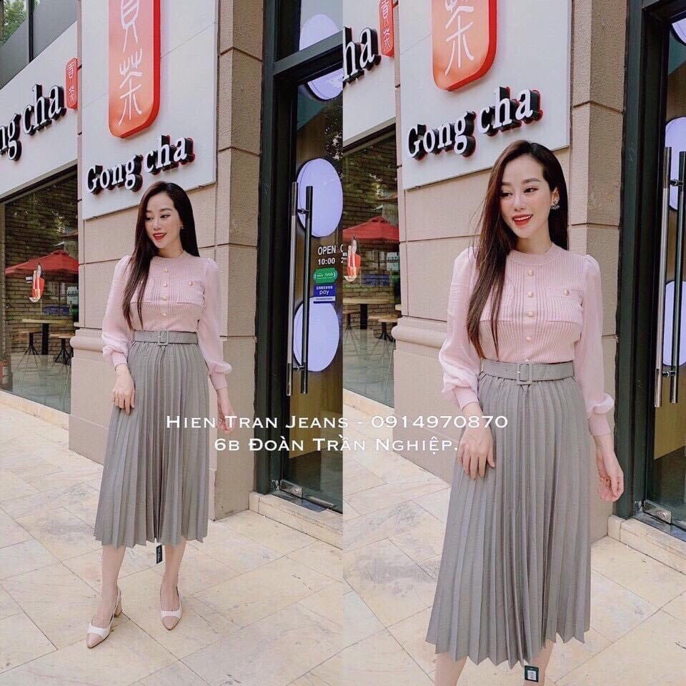 Chân váy xếp ly dáng dài công sở tặng kèm đai đủ màu đủ size 1915 P4K4