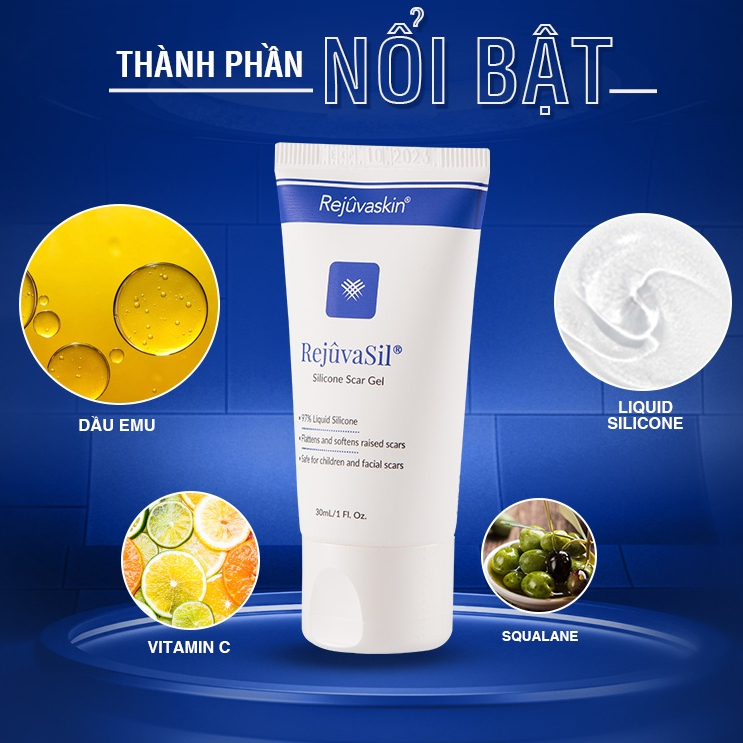 Gel ngăn ngừa và làm xẹp sẹo lồi, sẹo phì đại Rejuvasil 10ml