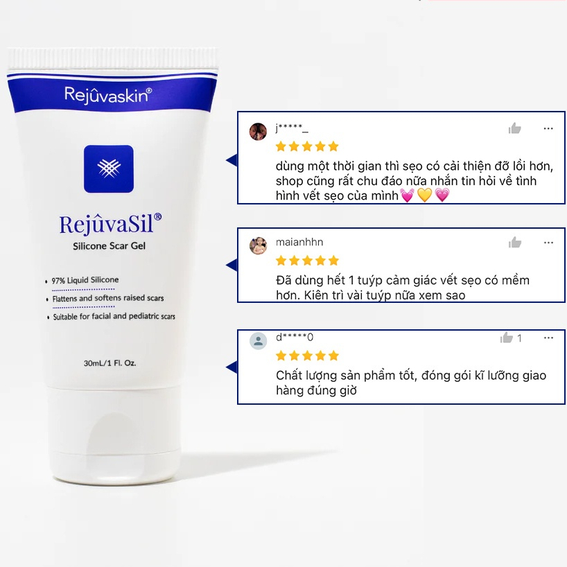 Gel ngăn ngừa và làm xẹp sẹo lồi, sẹo phì đại Rejuvasil 10ml