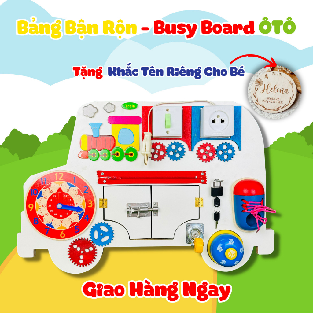 Đồ Chơi Gỗ Bảng Bận Rộn Ô Tô Giúp Bé Phát Triển Trí Tuệ Benrikids