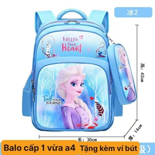 Cặp cho bé gái tiểu học ,balo elsa  hình công chúa nhiều ngăn ( tặng kèm hộp bút)