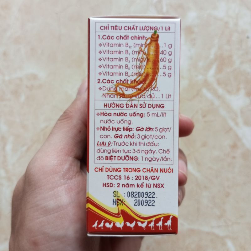 TRỢ CHIẾN B12 NHÂN SÂM 20ml: Tăng tốc, tăng bo, tăng lì, tăng lực, lên nước máu, cho gà đá, gà đòn.