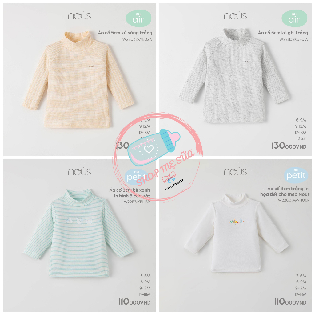 NOUS Áo giữ nhiệt cho bé cổ 3p,5p chất liệu petit, velour
