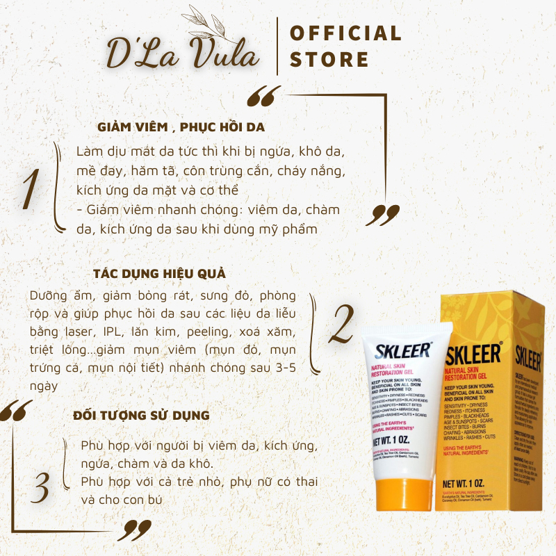 Gel dưỡng ẩm SKLEER Natural Skin Restoration