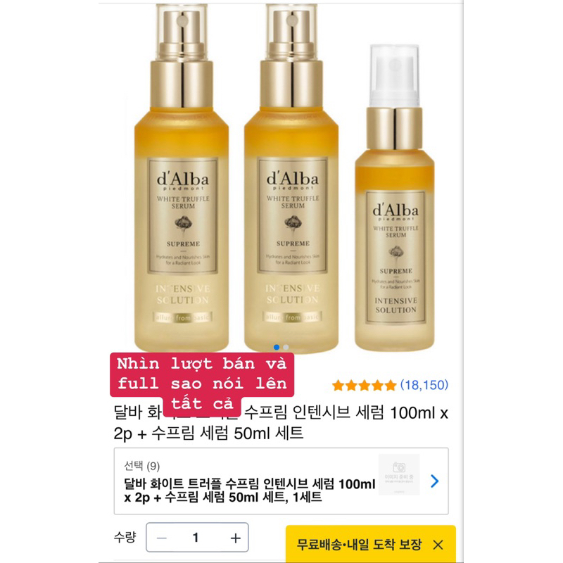 Xịt khoáng D’alba  White Truffle Serum 100ml - 50ml tinh chất bơ