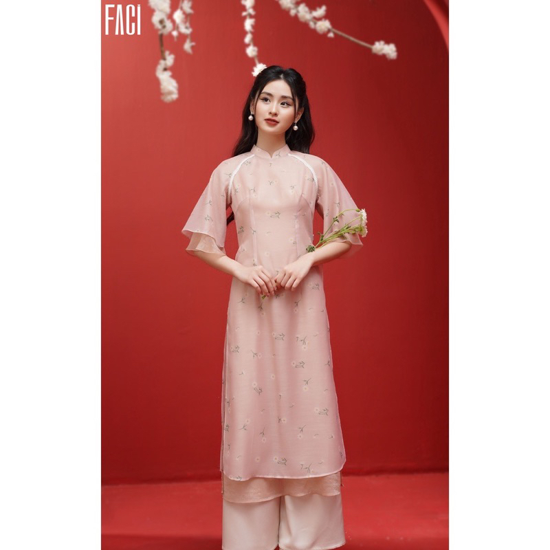 PASS NHANH Áo Dài Cách Tân Nữ Châu Hoa FACI Chất Liệu Tơ In Hoa.