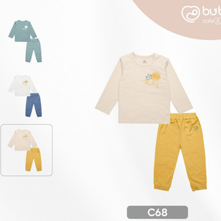 Bộ quần áo dài tay cài vai Bu, Bubaby Kyomi intermix BBC001.02 cho bé 6m - 4Y