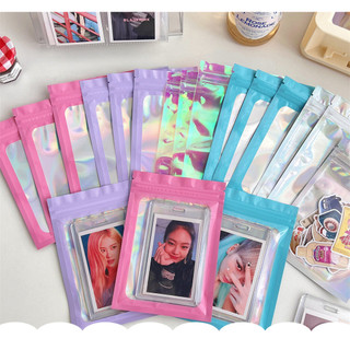Túi zip nhỏ hologram, túi mini đựng đồ cá nhân, lomocard màu pastel dễ thương