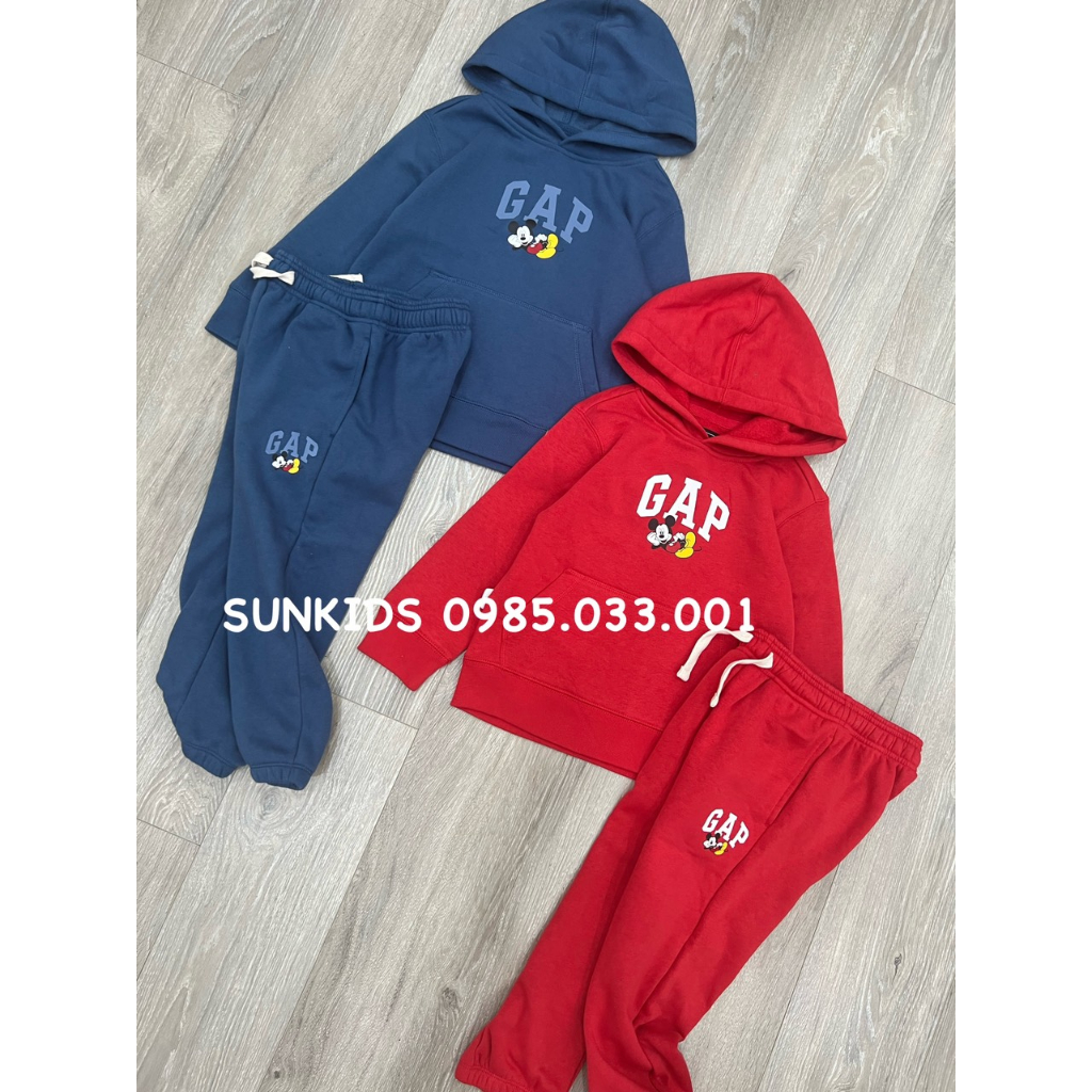 Bộ thu đông bé trai bé gái nỉ bông mềm hình Mickey 2 màu