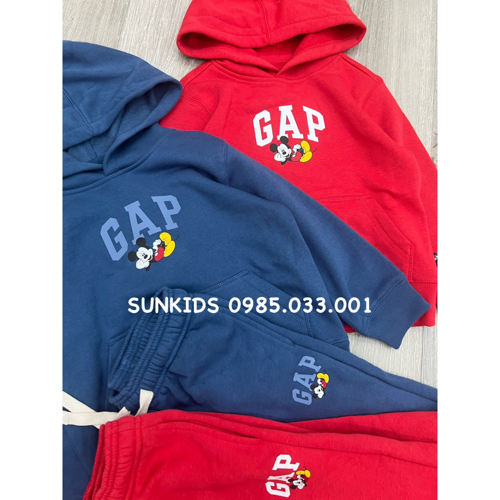 Bộ thu đông bé trai bé gái nỉ bông mềm hình Mickey 2 màu