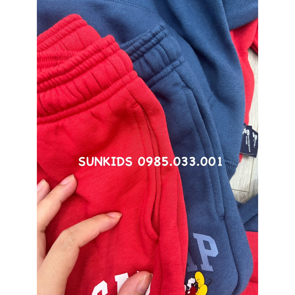 Bộ thu đông bé trai bé gái nỉ bông mềm hình Mickey 2 màu