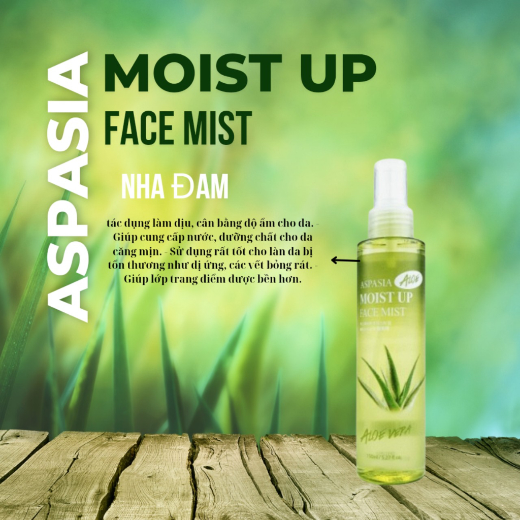 Xịt Khoáng Cấp ẩm Làm Dịu Làn Da Aspasia Moist Up Face Mist Collagen 150ml